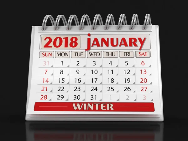 Calendar -  January 2018 (clipping path included) — Stock Photo, Image