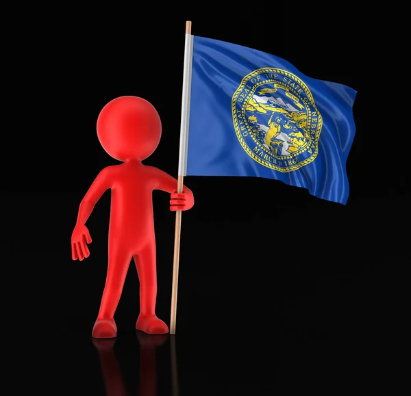 Omul și steagul statului american Nebraska. Imagine cu cale de tăiere — Fotografie, imagine de stoc