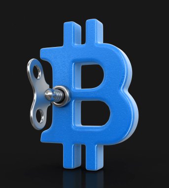 Bitcoin işareti ve sarma anahtar. Görüntü kırpma yolu ile