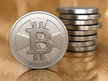 Gümüş bitcoin. Görüntü kırpma yolu ile