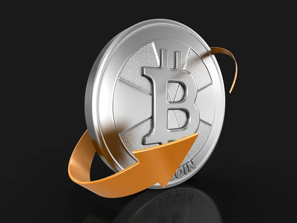 Bitcoin und Pfeil. Bild mit Ausschnittspfad — Stockfoto