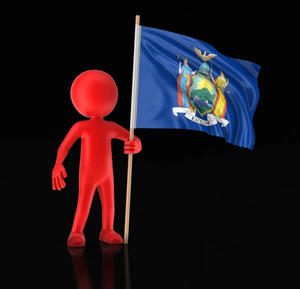 Man and flag of the US state of New York. Image with clipping path — Stock Photo, Image