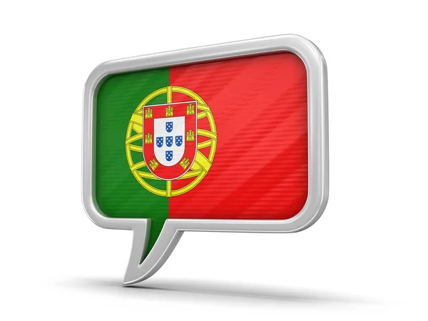 Speech bubble with Portuguese flag. Image with clipping path — Stock Photo, Image