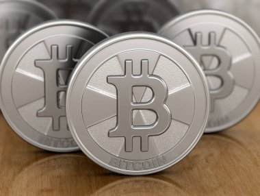 Gümüş bitcoin. Görüntü kırpma yolu ile