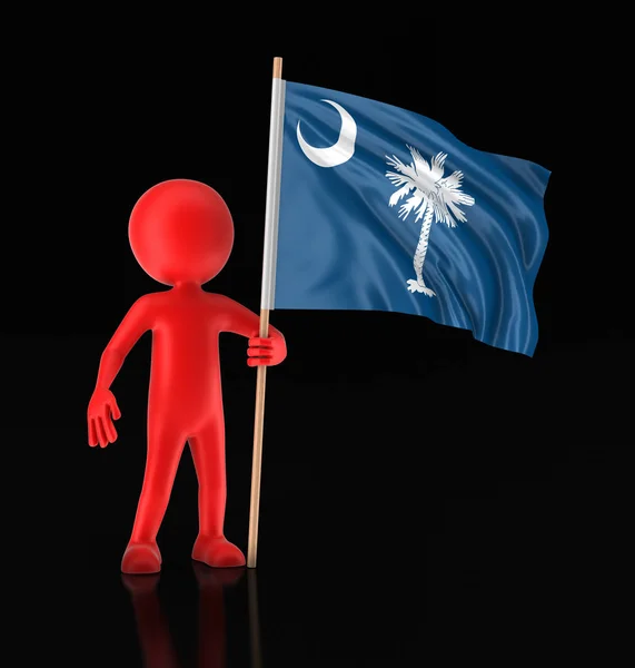 Man and flag of the US state of South Carolina. Imagen con ruta de recorte —  Fotos de Stock