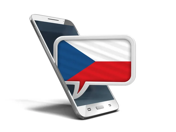 Touchscreen smartphone and Speech bubble with Czech flag. Image with clipping path — Stock Photo, Image