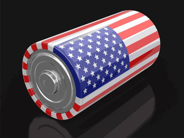 Battery with USA flag. Image with clipping path — Stock Vector