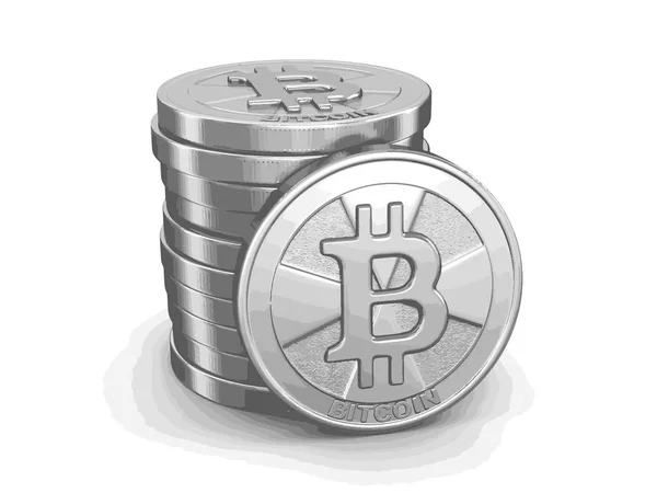 Silber-Bitcoin. Bild mit Ausschnittspfad — Stockvektor