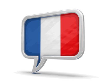 Konuşma balonu Fransız bayrağı ile. Görüntü kırpma yolu ile