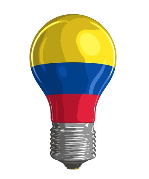 Lâmpada com bandeira colombiana. Imagem com caminho de recorte — Vetor de Stock