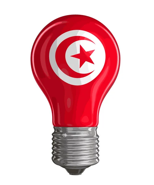 Tunus bayrağı ile ampul. Görüntü kırpma yolu ile — Stok Vektör