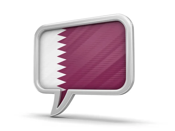 讲话泡泡与卡塔尔国旗。图像的剪切路径 — 图库照片