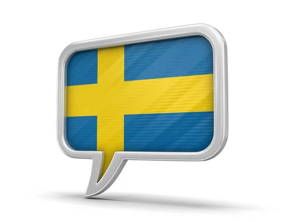 Pratbubbla med svenska flaggan. Bild med urklippsbana — Stockfoto