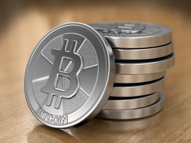 Gümüş bitcoin. Görüntü kırpma yolu ile