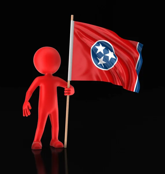 Homem e bandeira do estado norte-americano do Tennessee. Imagem com caminho de recorte — Fotografia de Stock
