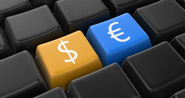 Dollar, euro sign key concept — Stock Photo, Image