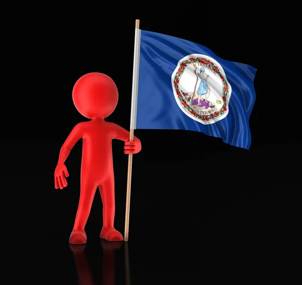 Ο άνθρωπος και η σημαία μας πολιτεία της Βιρτζίνια. Εικόνα με διαδρομή αποκοπής — Φωτογραφία Αρχείου