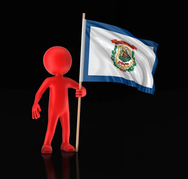 Man and flag of the US state of West Virginia. Imagen con ruta de recorte — Foto de Stock