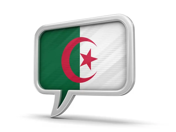 Cezayir bayrağı ile konuşma balonu. Görüntü kırpma yolu ile — Stok fotoğraf