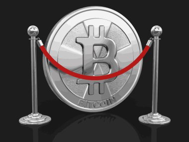 Bitcoin gümüş ve desteklere ip ile krom. Görüntü kırpma yolu ile