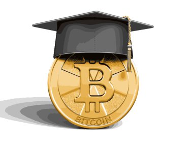 Mezuniyet kep ve Bitcoin. Görüntü kırpma yolu ile