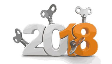 Anahtarları sarma ile yeni yıl 2018. Görüntü kırpma yolu ile.