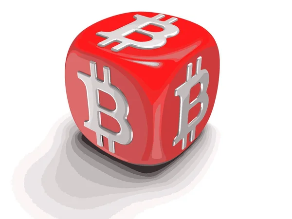 Würfel mit Bitcoin-Zeichen. Bild mit Ausschnittspfad — Stockvektor