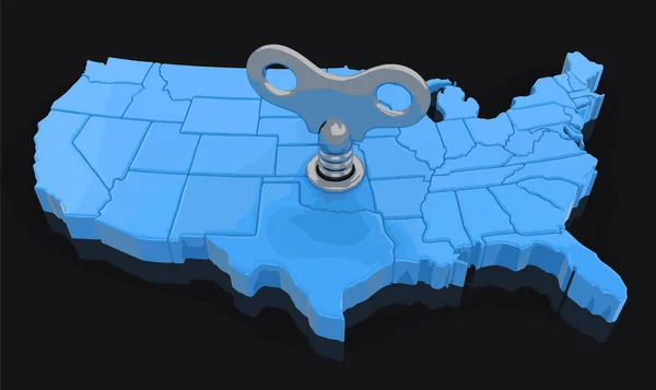 カギ巻く方式で米国の地図。クリッピング パスとイメージ. — ストックベクタ