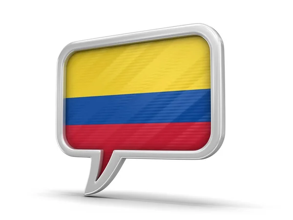 Bolha de fala com bandeira colombiana. Imagem com caminho de recorte — Fotografia de Stock