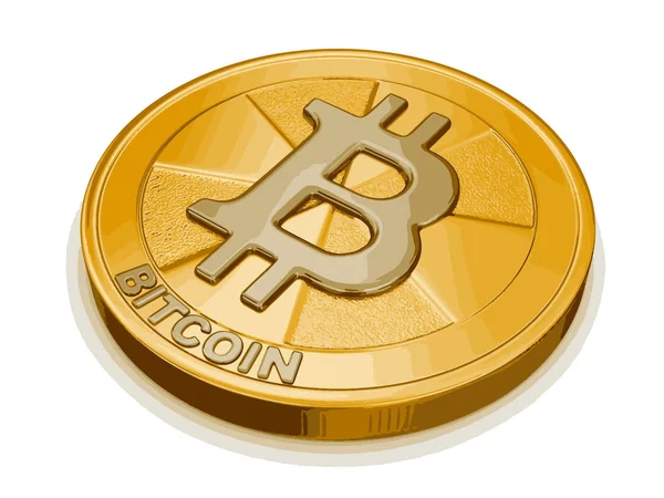 Goldener Bitcoin. Bild mit Ausschnittspfad — Stockvektor