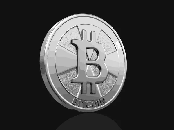 Silver bitcoin. Image with clipping path — Stock Vector