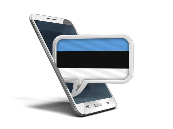Smartphone touchscreen e bolla vocale con bandiera estone. Immagine con percorso di ritaglio — Foto Stock