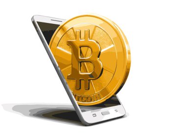 Akıllı telefon ve Bitcoin. Görüntü kırpma yolu ile