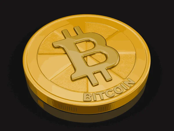 Goldener Bitcoin. Bild mit Ausschnittspfad — Stockvektor