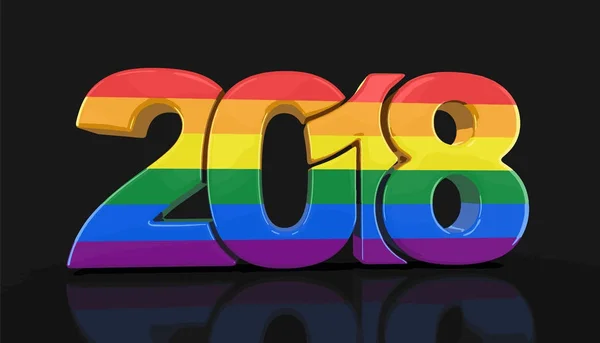 颜色新年同性恋骄傲 2018年。图像的剪切路径. — 图库矢量图片