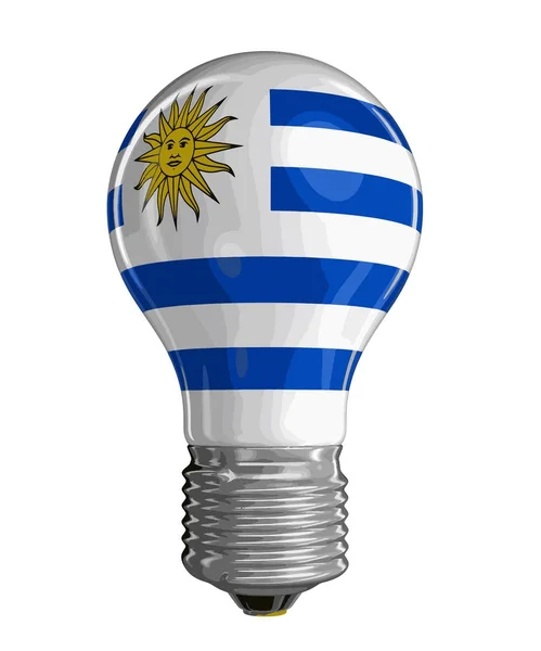 Bombilla con bandera uruguaya. Imagen con ruta de recorte — Vector de stock