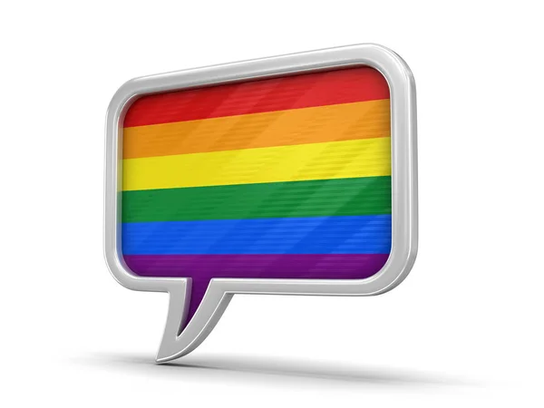 Bolha de fala com bandeira LGBT. Imagem com caminho de recorte — Fotografia de Stock