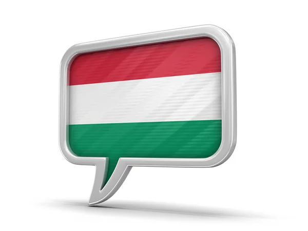 Macar bayrak ile konuşma balonu. Görüntü kırpma yolu ile — Stok fotoğraf