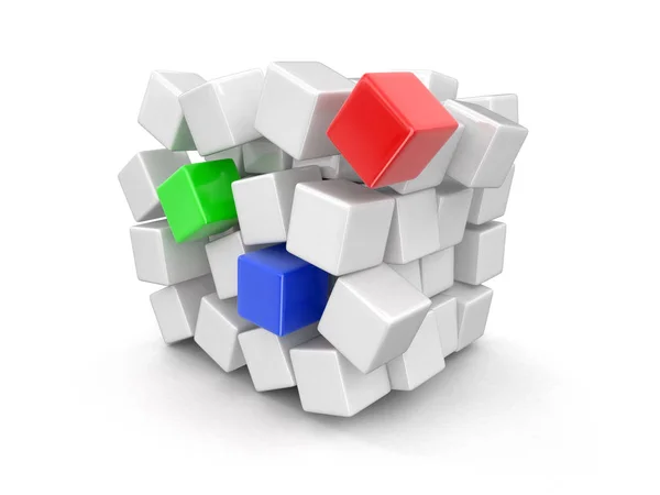 Cube falls apart. Image with clipping path — Stock Photo, Image