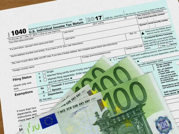 Steuerformular 1040 und Euro — Stockfoto