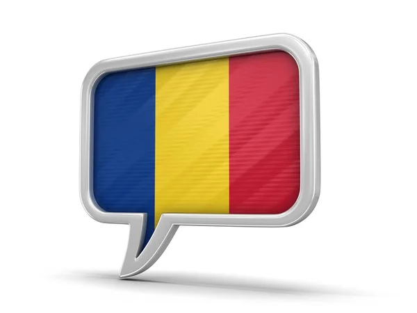 Tekstballon Met Roemeense Vlag Afbeelding Met Uitknippad — Stockfoto