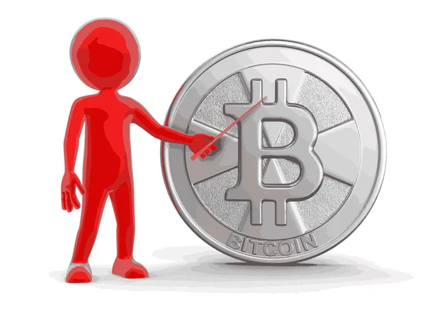 Silber Bitcoin Und Mann Bild Mit Ausschnittspfad — Stockvektor