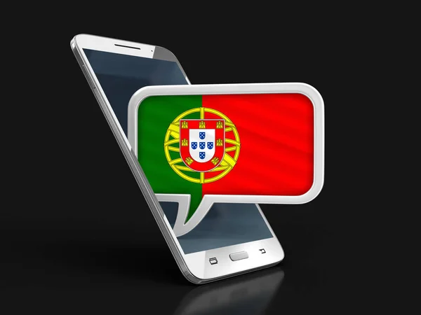 Smartphone Écran Tactile Bulle Vocale Avec Drapeau Portugais Image Avec — Photo