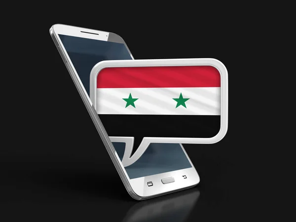Smartphone Touchscreen Bolha Fala Com Bandeira Síria Imagem Com Caminho — Fotografia de Stock