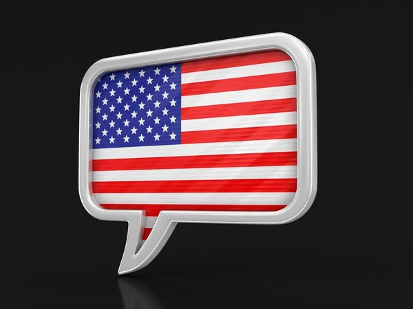 Burbuja Discurso Con Bandera Estados Unidos Imagen Con Ruta Recorte — Foto de Stock
