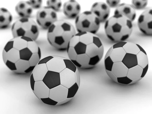 Pile Soccer Footballs Image Clipping Path — Stock Photo, Image