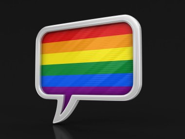 Lgbt bayrak ile konuşma balonu. Görüntü kırpma yolu ile