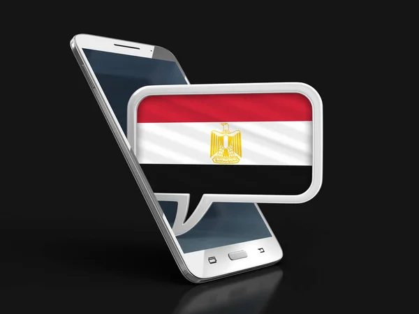 Touchscreen Smartphone Tekstballon Met Egyptische Vlag Afbeelding Met Uitknippad — Stockfoto