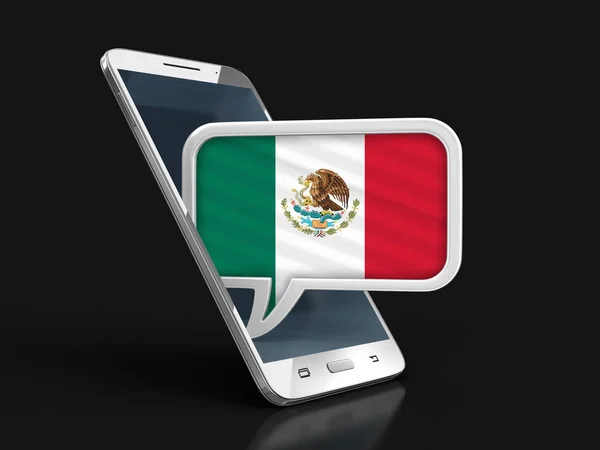 Touchscreen Smartphone Tekstballon Met Mexicaanse Vlag Afbeelding Met Uitknippad — Stockfoto