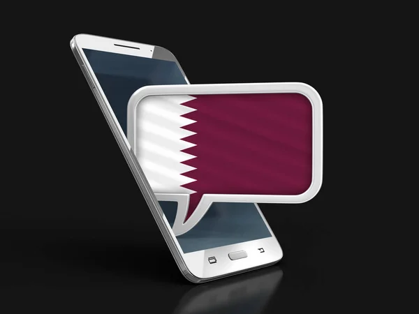 Smartphone Touchscreen Bolla Vocale Con Bandiera Qatar Immagine Con Percorso — Foto Stock